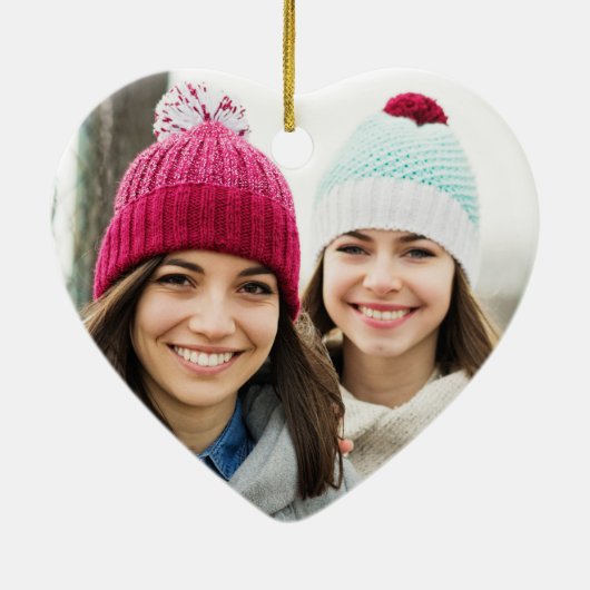 Schwestern im Herzen Foto Keepake Pink Keramik Ornament (Hinten)