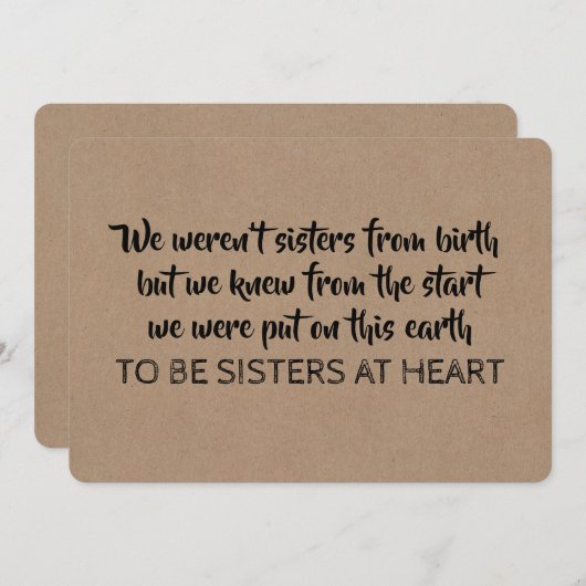 Schwestern im Herzen - Werden Sie meine Brautjungf Einladung (Vorne/Hinten)