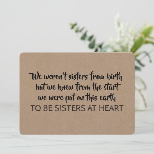 Schwestern im Herzen - Werden Sie meine Brautjungf Einladung (Stehend Vorderseite)