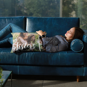 Schwestern individuell gestaltete Fotocollage Dekokissen