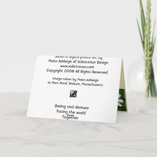 Schwestern Karte (Rückseite)