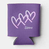 Schwestern Liebe Lila Heart Can Cooler Dosenkühler (Vorderseite)