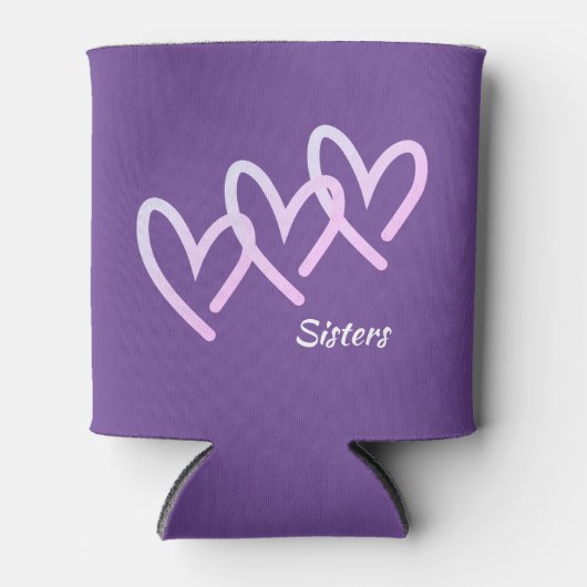 Schwestern Liebe Lila Heart Can Cooler Dosenkühler (Vorderseite)