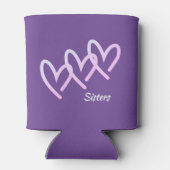 Schwestern Liebe Lila Heart Can Cooler Dosenkühler (Rückseite)