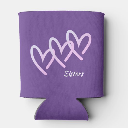 Schwestern Liebe Lila Heart Can Cooler Dosenkühler (Rückseite)