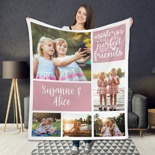 Schwestern machen perfekte Freunde Foto Collage Fleecedecke