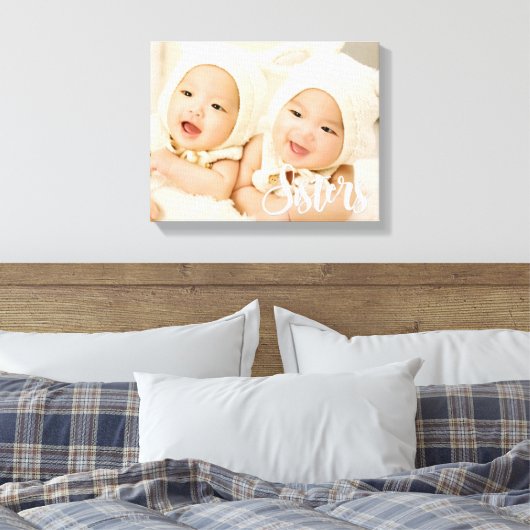 Schwestern, moderner Script-Schriftart, benutzerde Leinwanddruck (Insitu (Schlafzimmer))