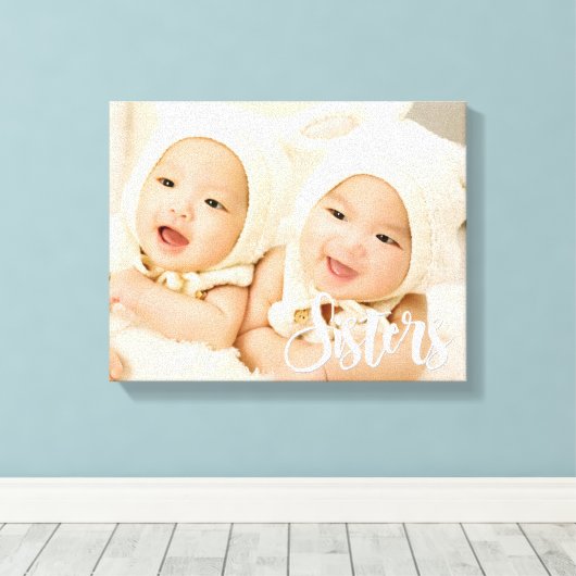 Schwestern, moderner Script-Schriftart, benutzerde Leinwanddruck (Insitu (Holzboden))