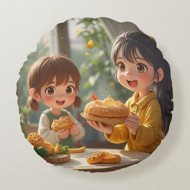 Schwestern Rundes Kissen (Vorderseite)