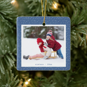 Schwestern Simple Modern Blaue Punkte Personalisie Keramikornament