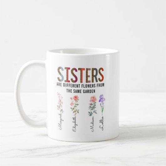 Schwestern sind andere Blume - Individuelle Name Kaffeetasse (Links)