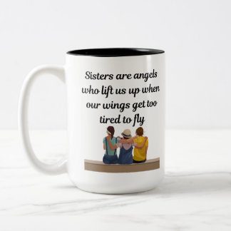 Schwestern sind Engel Zweifarbige Tasse