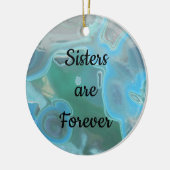 Schwestern sind Forever Light Blue Marbled Foto Ge Keramik Ornament (Links)
