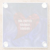 Schwestern sind für immer Freunde gemalt Herz Gesc Glasuntersetzer (Rückseite)