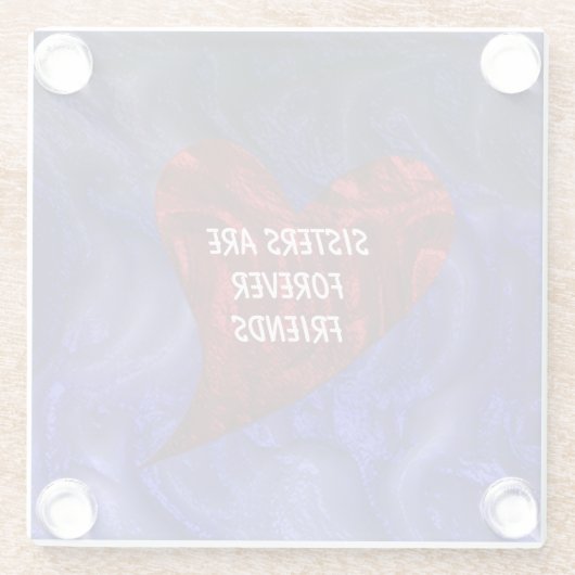 Schwestern sind für immer Freunde gemalt Herz Gesc Glasuntersetzer (Rückseite)