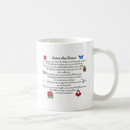 Schwestern sind für immer Gedicht Kaffeetasse (Rechts)