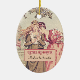 Schwestern sind für immer Vintage Weihnachten Keramik Ornament
