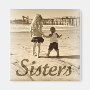 Schwestern-Strand-Foto-Quadrat-Magnet Magnet
