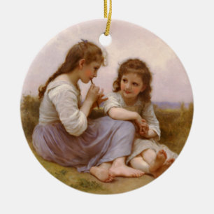 Schwestern und Flute Musik von Bouguereau Keramikornament