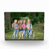 Schwestern White Script Overlay Custom Fotoblock (Vorderseite)