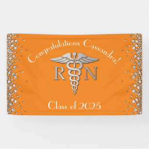 Schwesternschule Abschlussfeier Orange Silber Banner