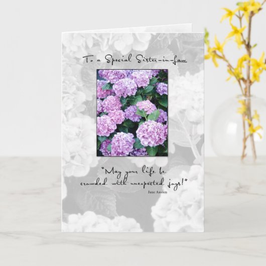 Schwesternschwester Birthday Hydrangea Karte (Gelbe Blume)