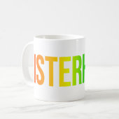 SCHWESTERSCHAFT Wordmark Tasse Regenbogen (Vorderseite Links)