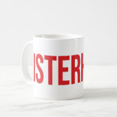 SCHWESTERSCHAFT Wordmark Tasse Rot (Vorderseite Links)