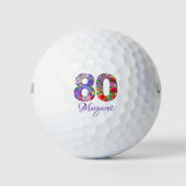 Schwiegermutter 80. Geburtstagsgeschenk, Blumennum Golfball (Vorderseite)