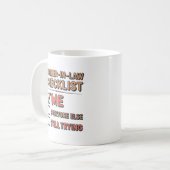 Schwiegermutter-Checkliste Lieblings-Schwiegersohn Kaffeetasse (Vorderseite Links)
