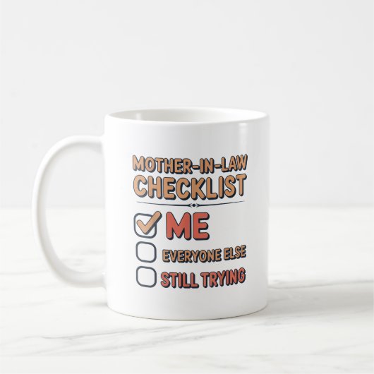 Schwiegermutter-Checkliste Lieblings-Schwiegersohn Kaffeetasse (Links)