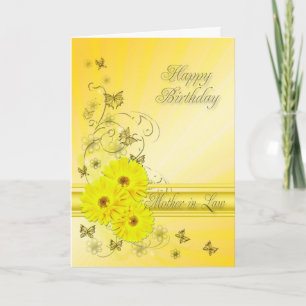 Schwiegermutter, Geburtstag mit gelben Blumen Karte
