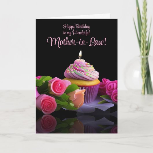 Schwiegermutter-Geburtstag mit rosa Rosen Karte (Vorderseite)