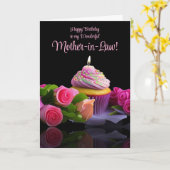 Schwiegermutter-Geburtstag mit rosa Rosen Karte (Gelbe Blume)