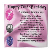 Schwiegermutter-Gedicht - 70. Geburtstag Fliese (Vorderseite)