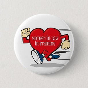 Schwiegermutter im Trainings-Knopf Button