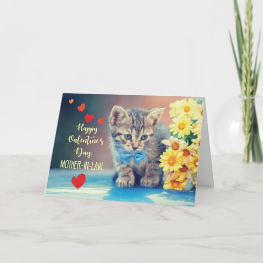 Schwiegermutter-Liebe Valentine Kitten Yellow Dais Karte (Vorderseite)