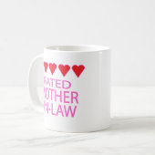Schwiegermutter mit fünf Herzens Kaffeetasse (Vorderseite Links)