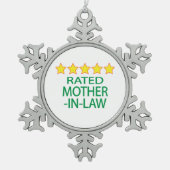 Schwiegermutter mit fünf Sternen Schneeflocken Zinn-Ornament (Vorderseite)