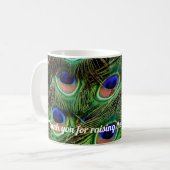 Schwiegermutter-Tasse Pfau Kaffeetasse (Vorderseite Links)