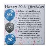 Schwiegersohn-Gedicht - 30. Geburtstag Fliese (Vorderseite)