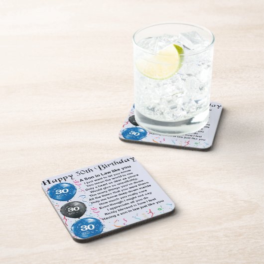 Schwiegersohn-Gedicht - 30. Geburtstag Getränkeuntersetzer (Rechte Seite)