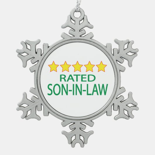 Schwiegersohn mit fünf Sternen Schneeflocken Zinn-Ornament (Vorderseite)