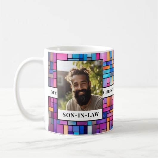 Schwiegersohn, Name, Meldung, Foto, Mosaik-Tasse C Kaffeetasse (Links)