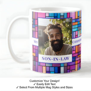 Schwiegersohn, Name, Nachricht, Foto, Mosaik Tasse