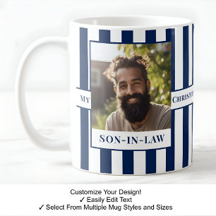 Schwiegersohn, Name, Nachricht, Foto, Stripe Beche Kaffeetasse