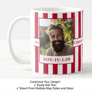 Schwiegersohn, Name, Nachricht, Foto, Stripe Beche Kaffeetasse