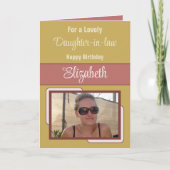 Schwiegertochter geben Foto goldfarbenen Geburtsta Karte (Vorderseite)