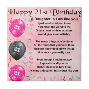 Schwiegertochter-Gedicht - 21. Geburtstag Fliese