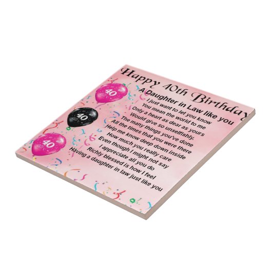 Schwiegertochter-Gedicht - 40. Geburtstag Fliese (Seite)